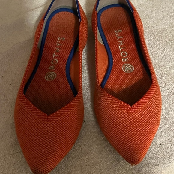 Rothy’s The Point Orange Flats Shoes Sz 9 - Picture 11 of 12